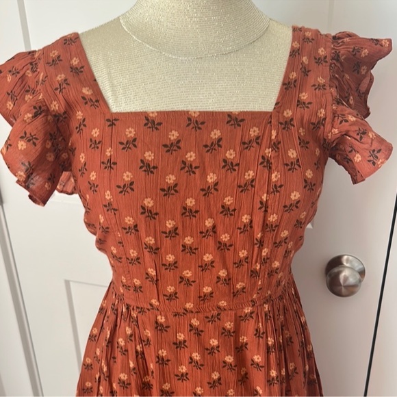 Madewell Ruffle-Strap Tiered Midi Dress in Wild Calendula Block-Print - Picture 4 of 6